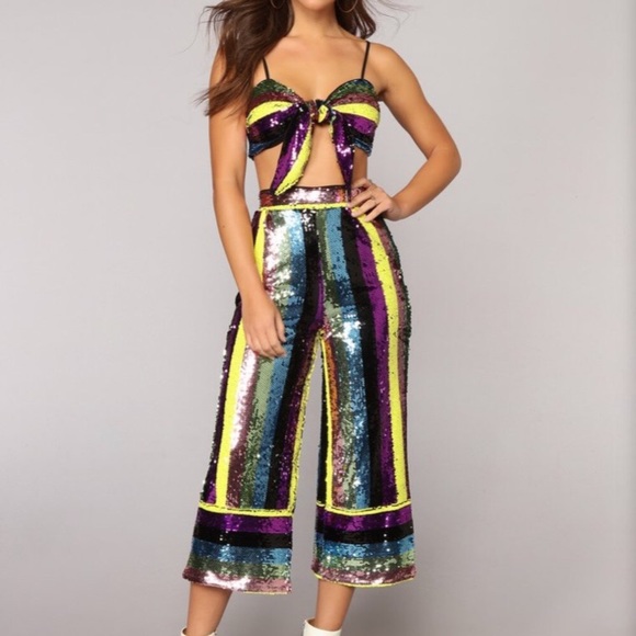 Fashio Nova Sequin Culotte Set - Picture 5 of 5